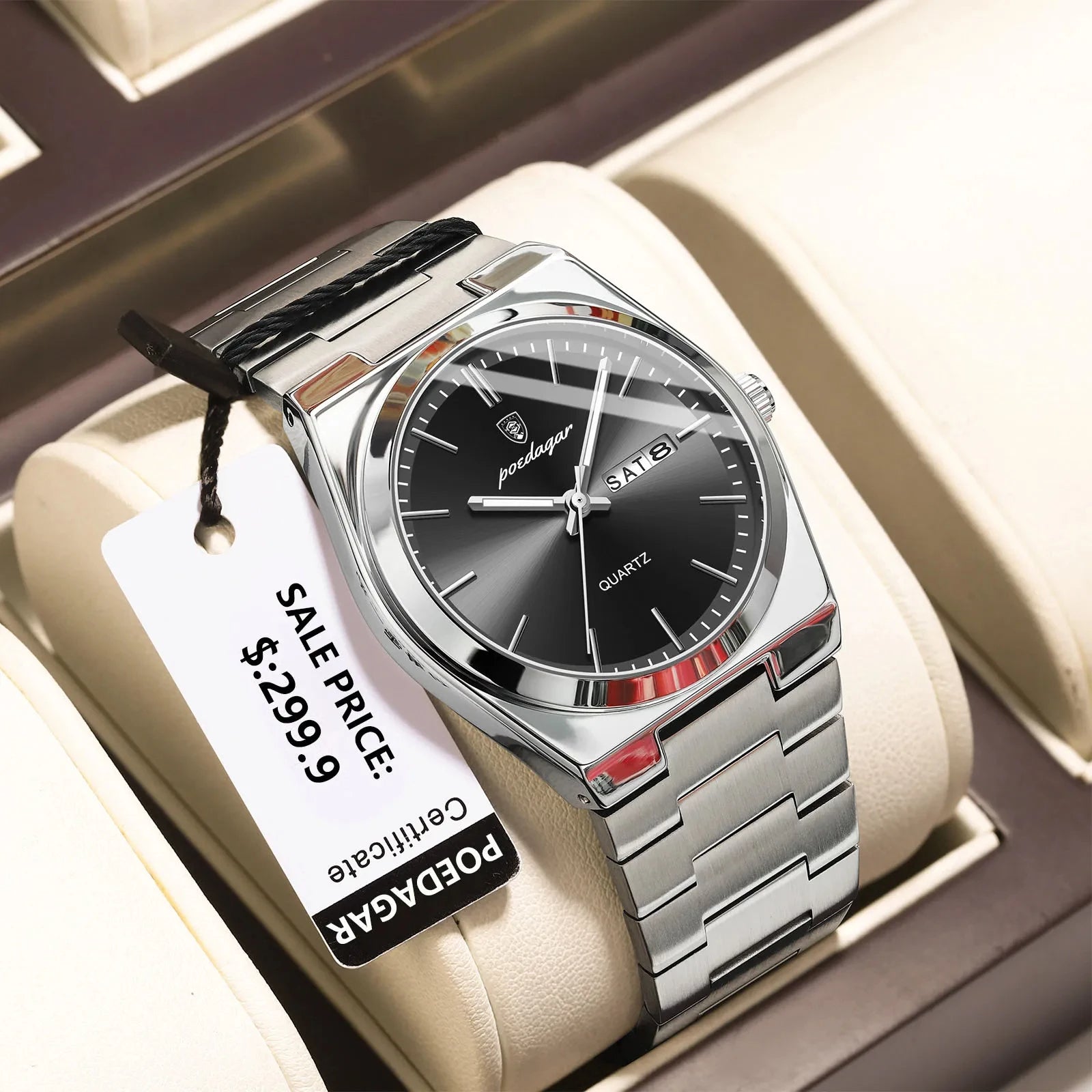 POEDAGAR 930 Mysteries Black-QUARTZ WATCH