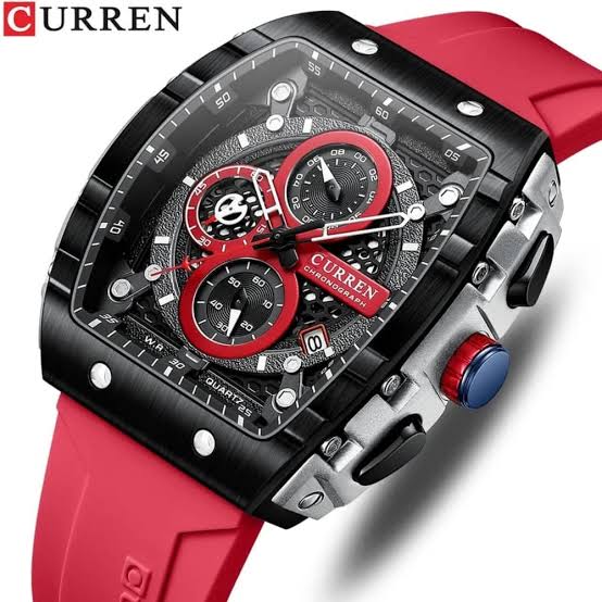 CURREN  8442 Men's Chronograph Watch - Crimson Red